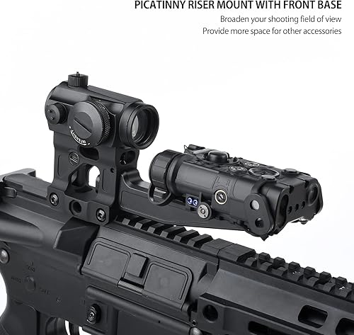 Miniatura 7 de Red Dot Riser Mount Laser Combo Soporte de montaje adaptador, 2  de altura para mira óptica T1 T2 H1 H2, soporte delantero extendido mejorado para
