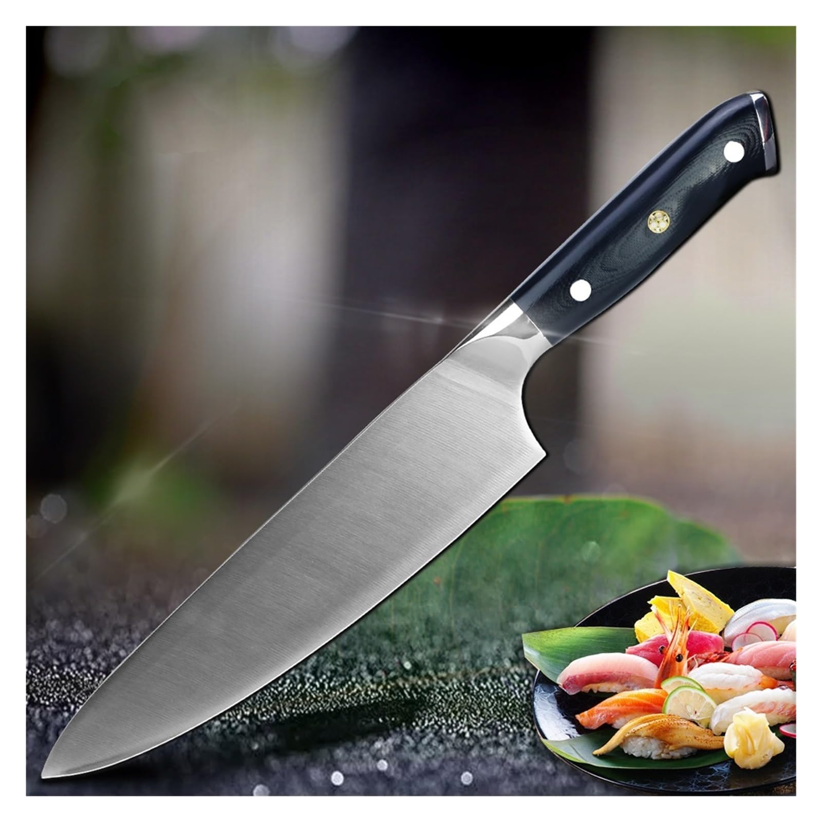 Nóż kuchenny 8 cali nóż szefa kuchni japoński niemcy wysokowęglowy 7CR17 Santoku mięso ryb warzywa ostre narzędzie do gotowania