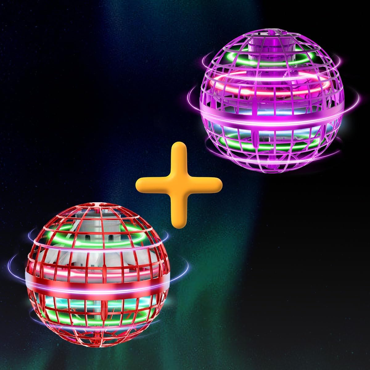 Tikduck 1 Pack Red Flying Orb Ball, 1 Pack Purple Updated Flying Orb Ball, 2024 Cool Stuff Christmas Birthday Toy Gift, for Kids Age 6 7 8 9 10