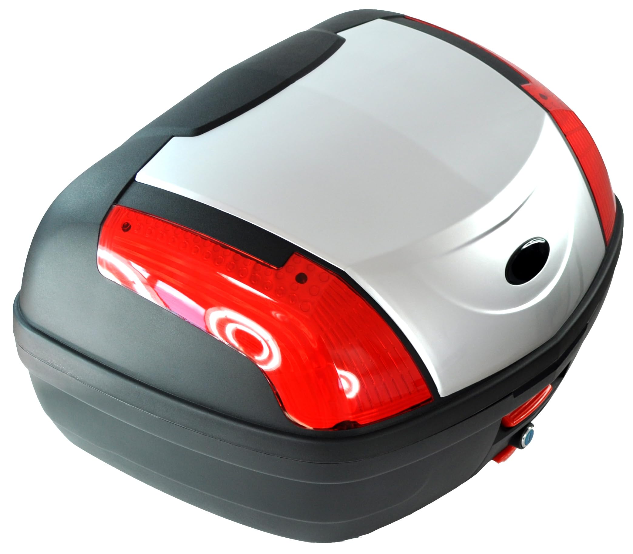 SATKIT Bauletto Moto Universale 46 Litri Argento per 2 Caschi Integrali con Serratura Catarifrangenti e Piastra di Montaggio