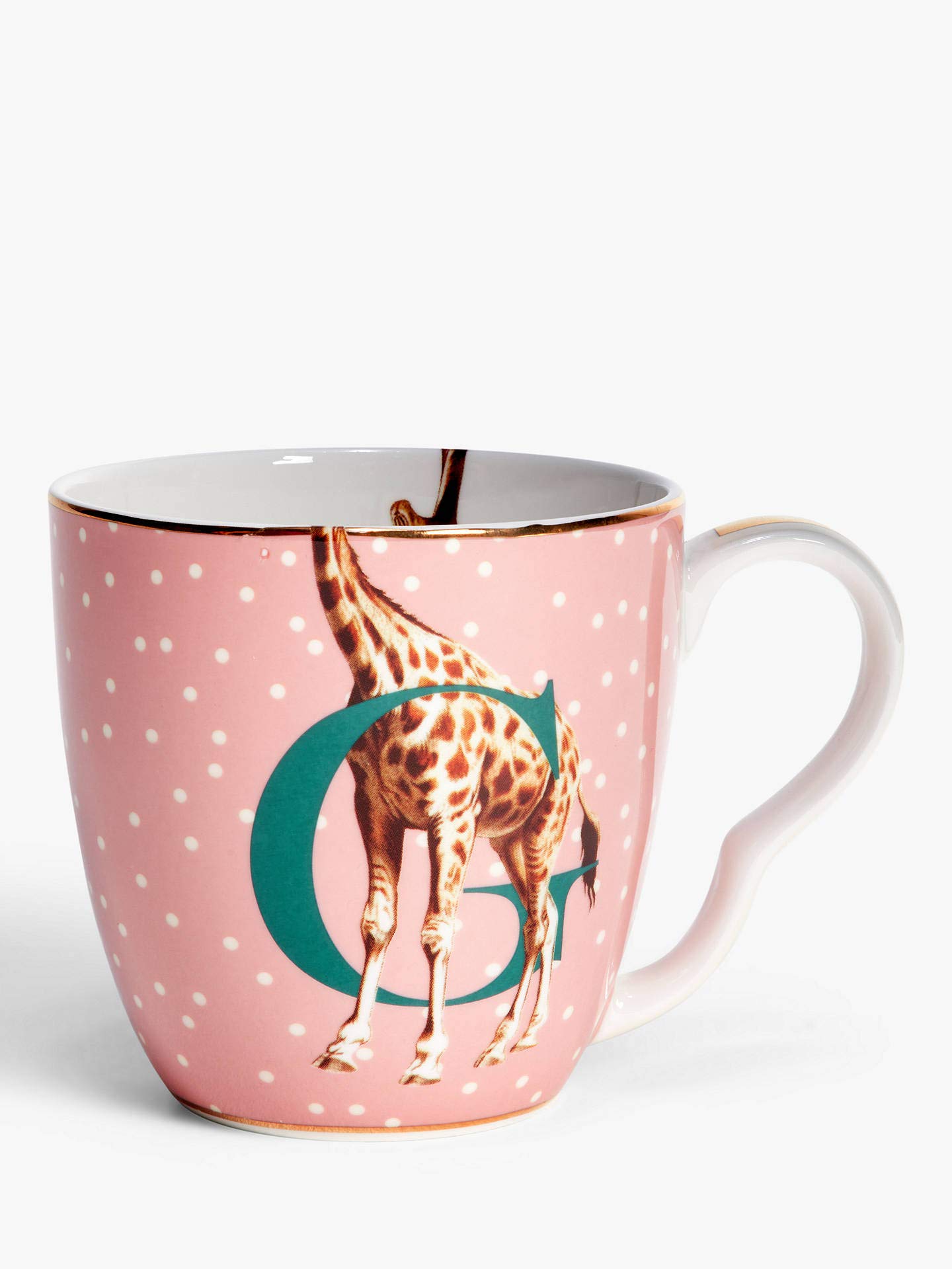 Yvonne Ellen Pink Alphabet Mug G, Bone China