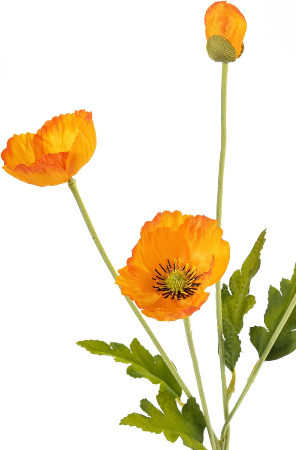 12 PCS Premium Orange Poppy Artificial Flowers,22.4’’Fake Faux Silk Poppies for Centerpieces Wedding Home Decor(12, Orange)