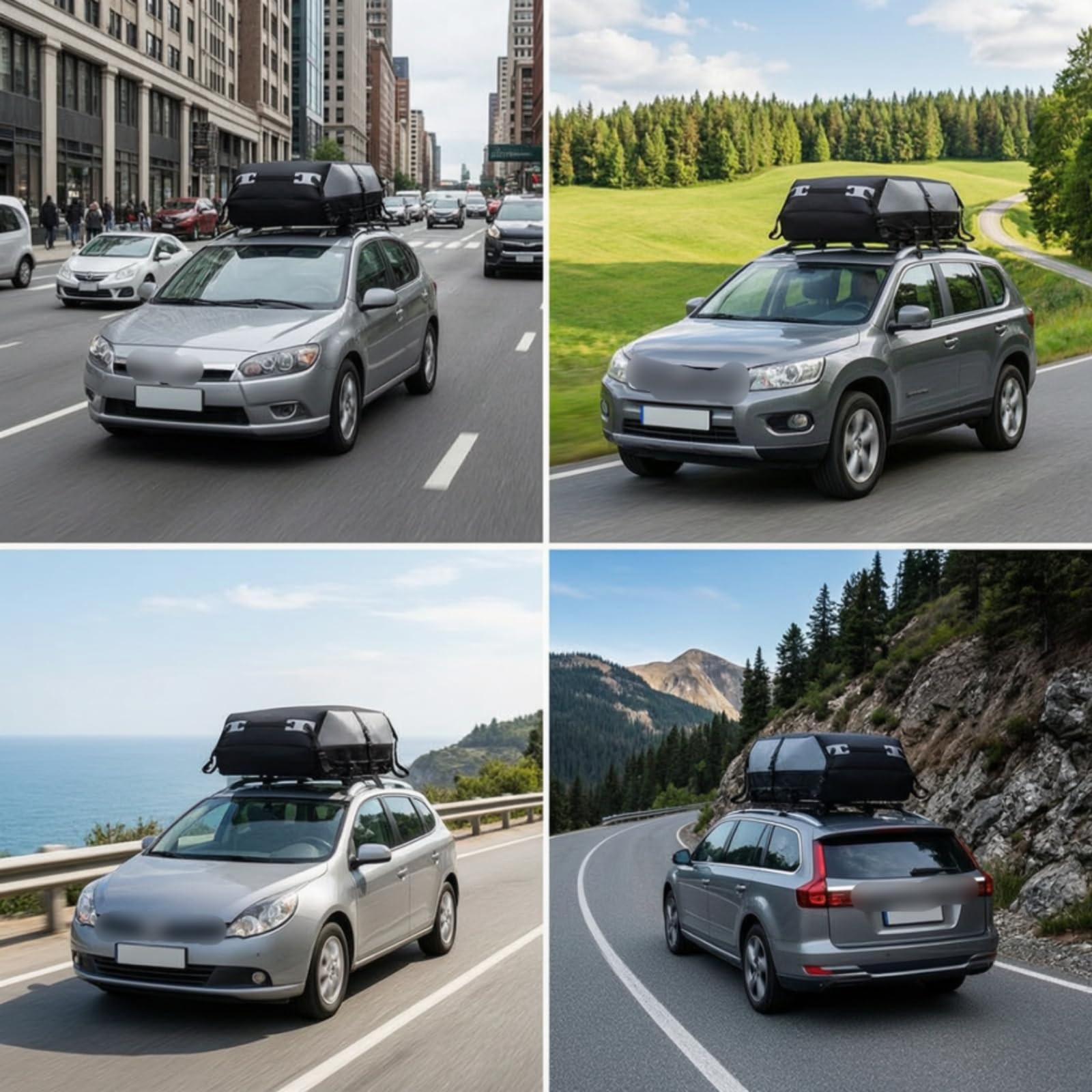 Portapacchi Tetto Auto Borsa Tetto Baule Tettuccio Borsa Bagagliaio Impermeabile Oxford con Cinghie E Fibbie Riflettenti Adatto per Viaggi Campeggio Vacanze Lunghi Tragitti, Grigio