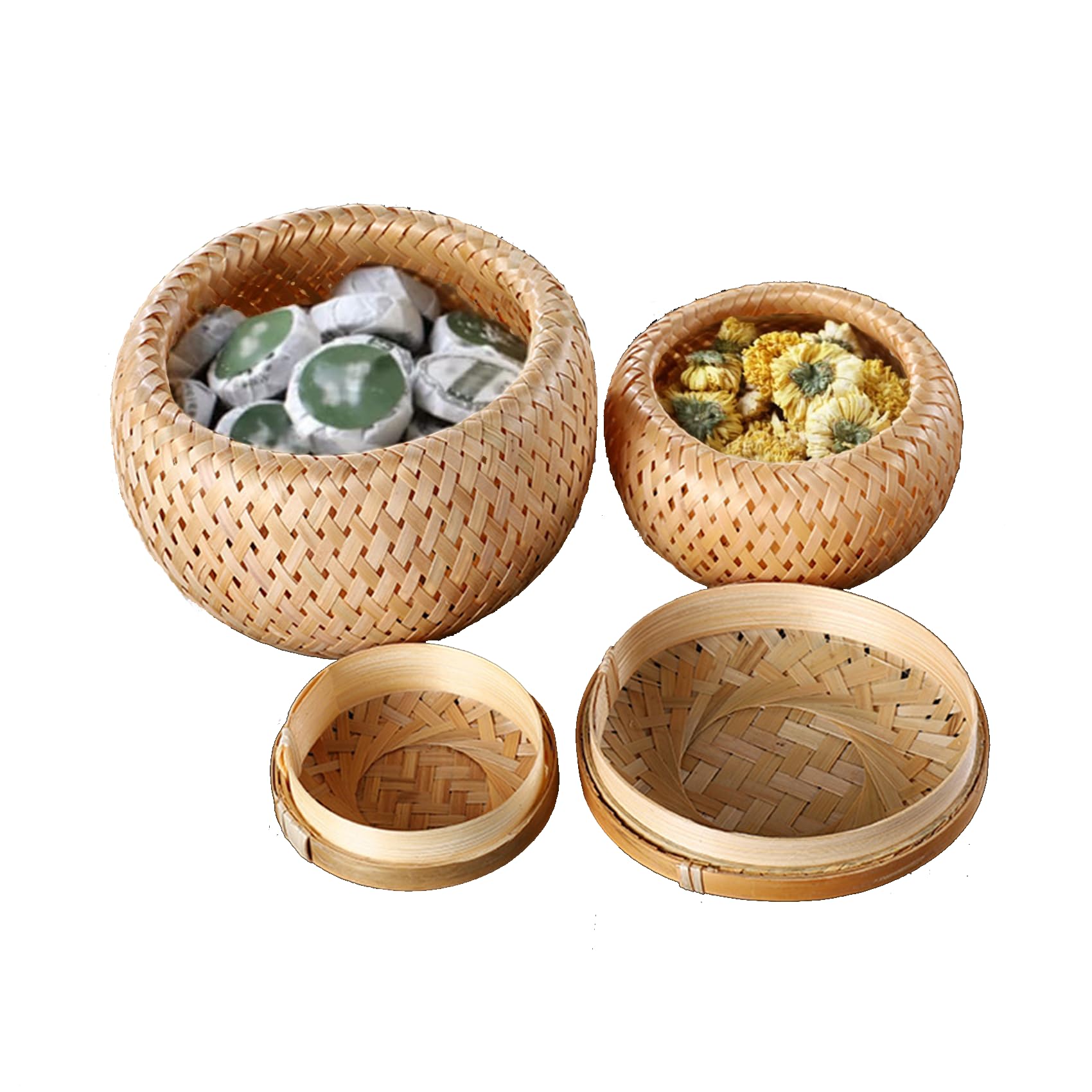 Petits paniers décoratifs avec couvercle boîte de rangement tressée maison