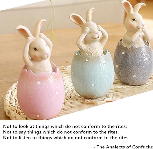 Miniatura 4 de MineSign Decoraciones de conejo de resina, decoración de primavera, Pascua, figuritas de mesa, accesorios para fiestas, hogar y vacaciones (3
