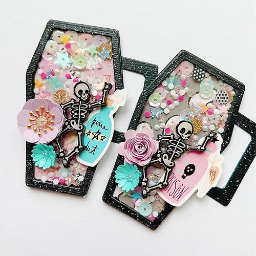 KSCRAFT Taza de ataúd transparente de silicona transparente y troqueles de corte para álbumes de recortes, decoración en relieve, tarjeta de papel