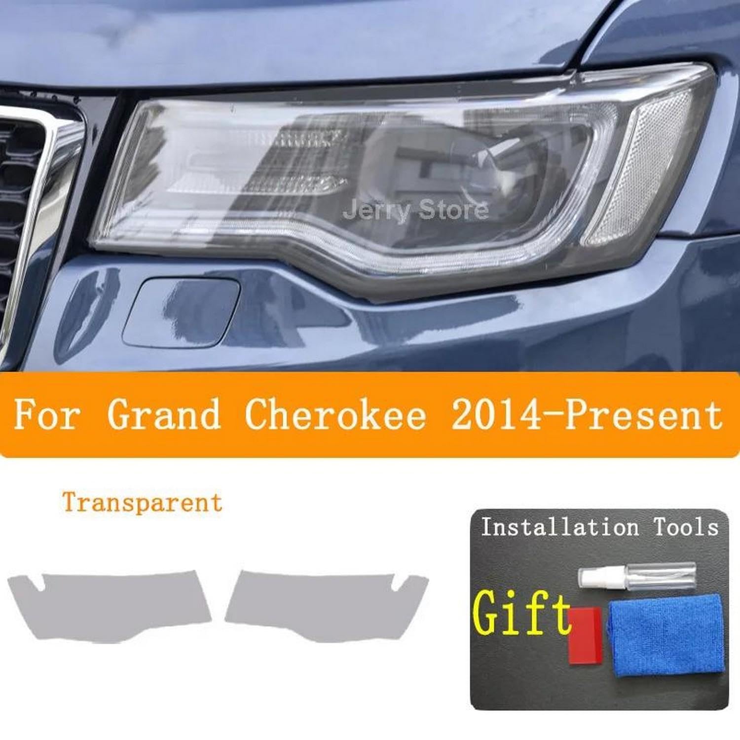 Adhesivo de reparación de TPU transparente para faros delanteros de coche, antiarañazos, película protectora de tinte negro ahumado, para Grand Cherokee 2014-presente