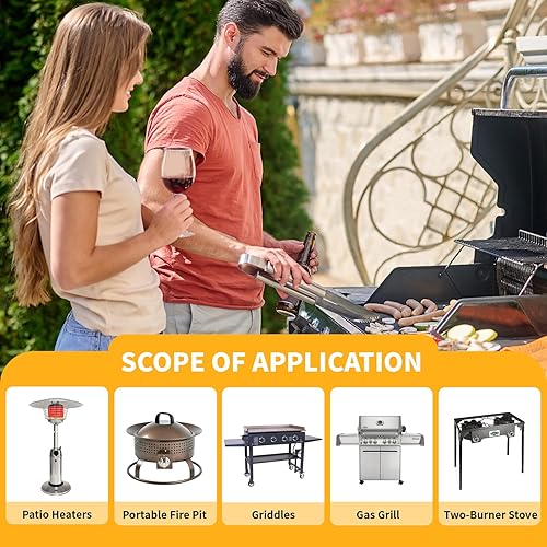 Miniatura 6 de GasSaf Regulador de propano de 3 pies con manguera reguladora de parrilla de gas, piezas de parrilla de gas propano de baja presión para parrillas