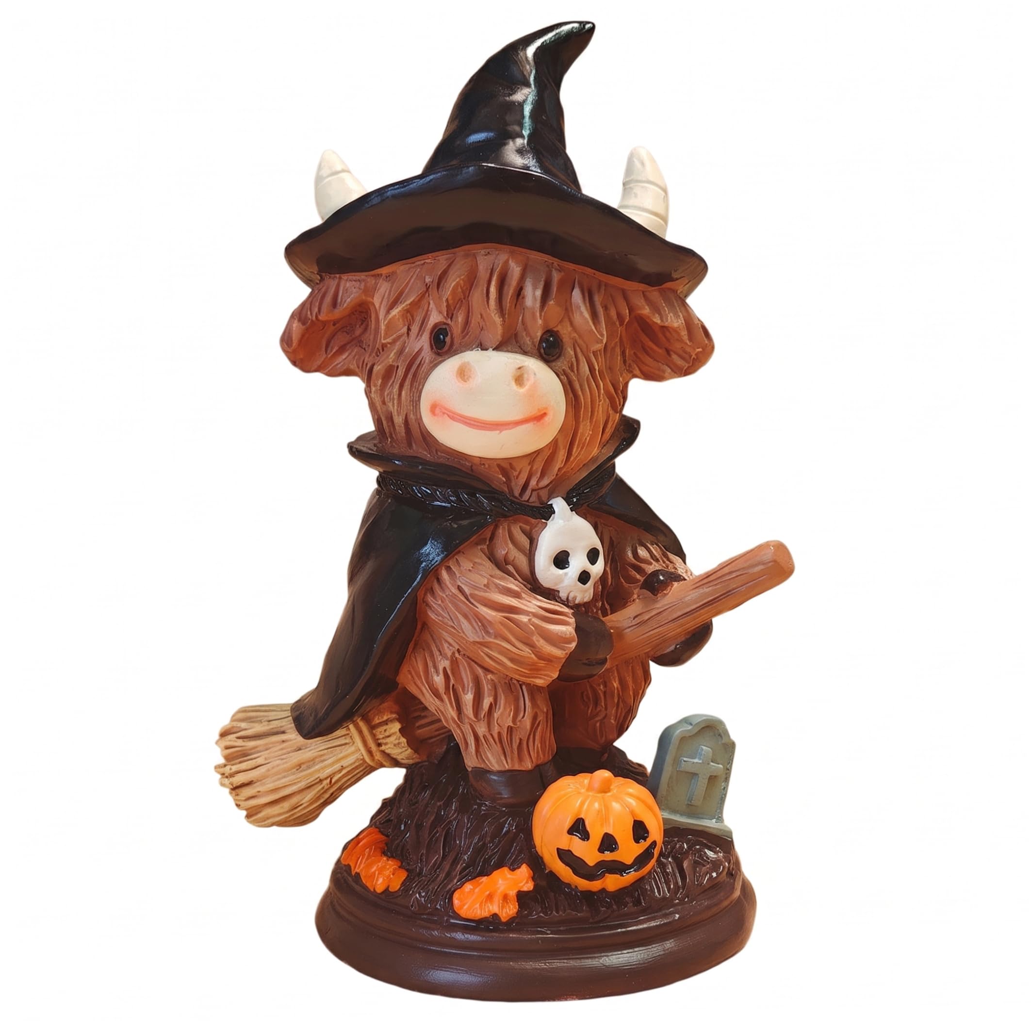 DAGLLGEW Highland Cow Figurines, 3 Cute Indoor Halloween Decor, Small