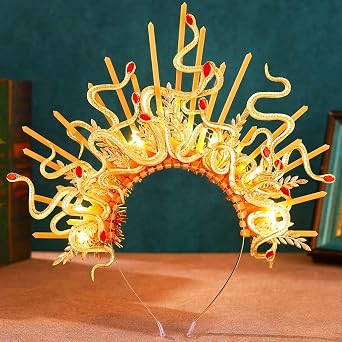 ACEDRE Light Up Snake Headband Gold Medusa Costume Halloween Hair Accessories for Women