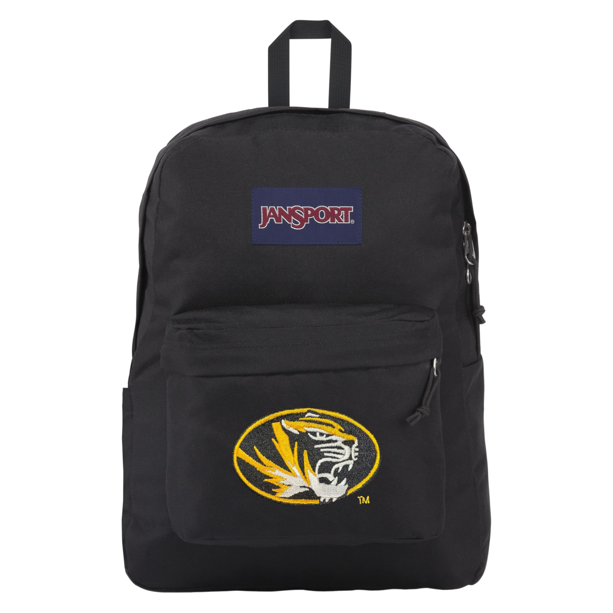 JanSport NCAA Officially Licensed Backpack, Missouri Tigers, Superbreak Plus with Padded 15'' Laptop Sleeve, Spacious Computer Bag for Men &amp; Women, Durable Daypack with Bottle Pocket, Black
