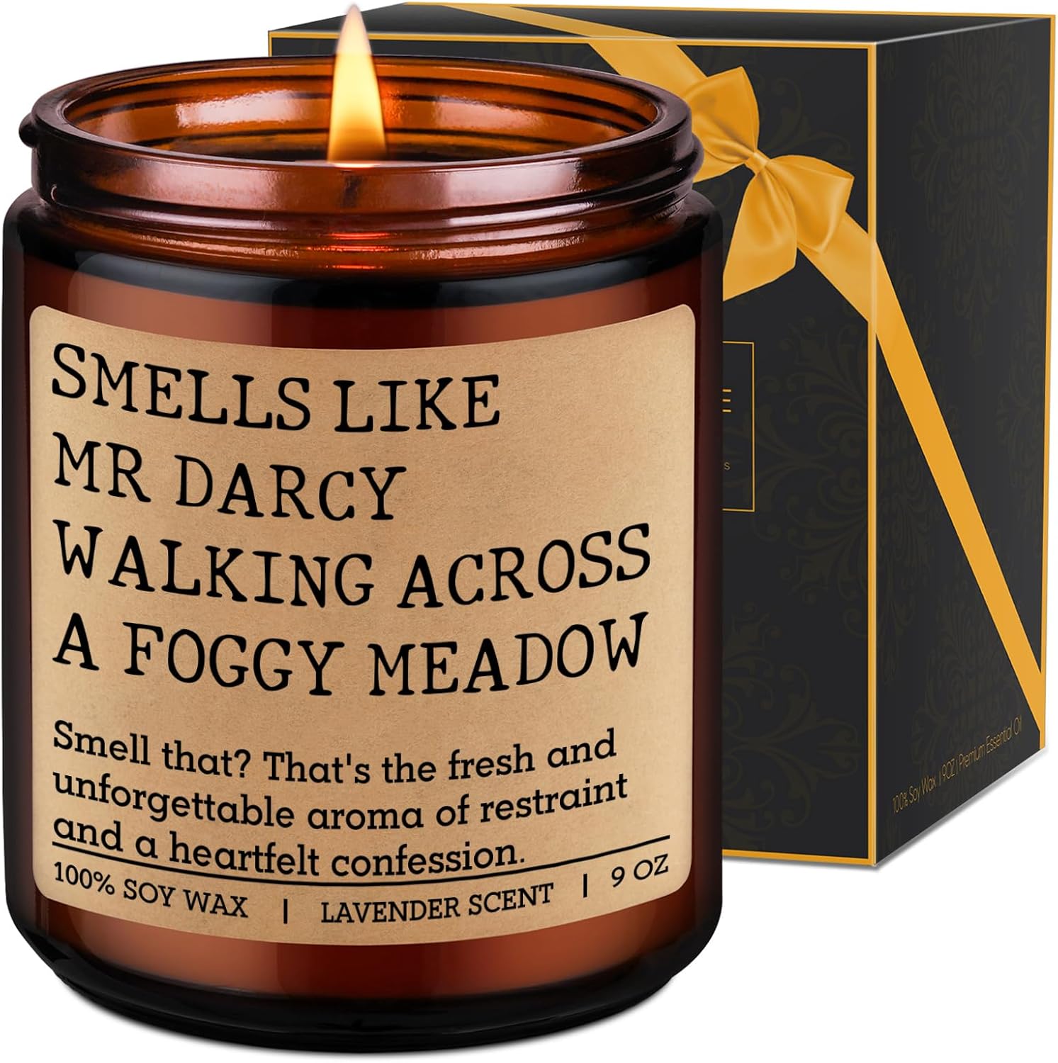 LEADO Mr Darcy Candle, Pride and Prejudice Gifts for Women, Men - Bookish Romantic, Jane Austen Gifts for Friends - Funny Valentines, Birthday Presents for Jane Austen Fans, Darcy Lovers, Book Lovers