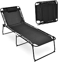 Vista 10 de Tangkula Widen - Sillón plegable y reclinable, portátil con 4 posiciones de respaldo, 2 posiciones de patas, almohada, silla de playa para tomar
