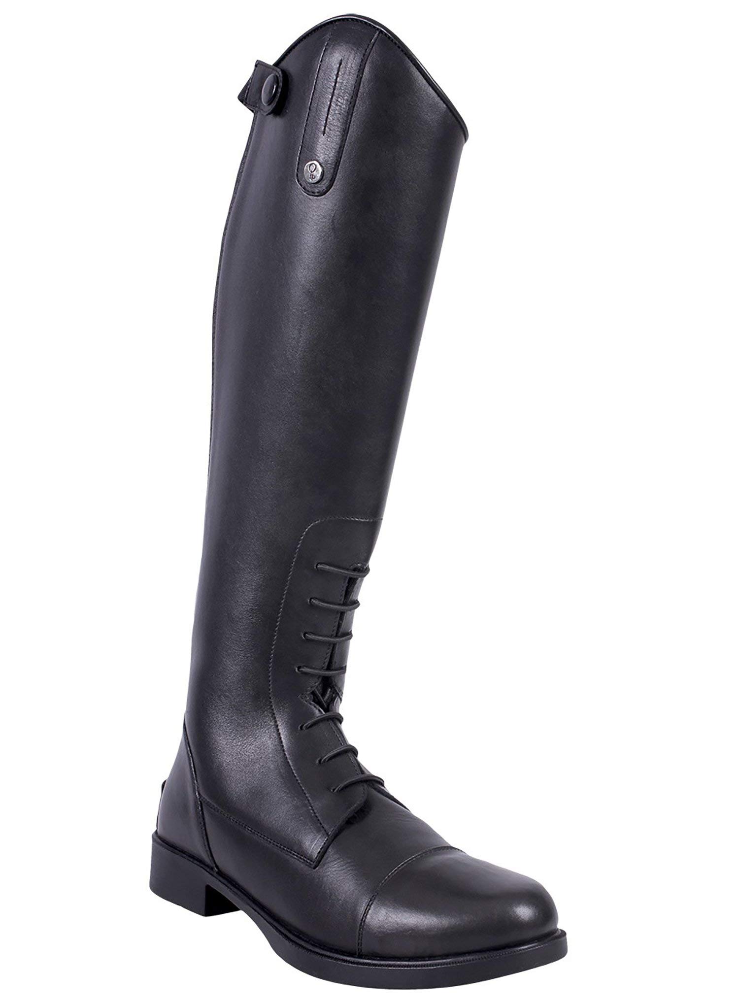 QHP Julia - Stivali da equitazione in pelle, per bambini, taglia 37, colore: Nero