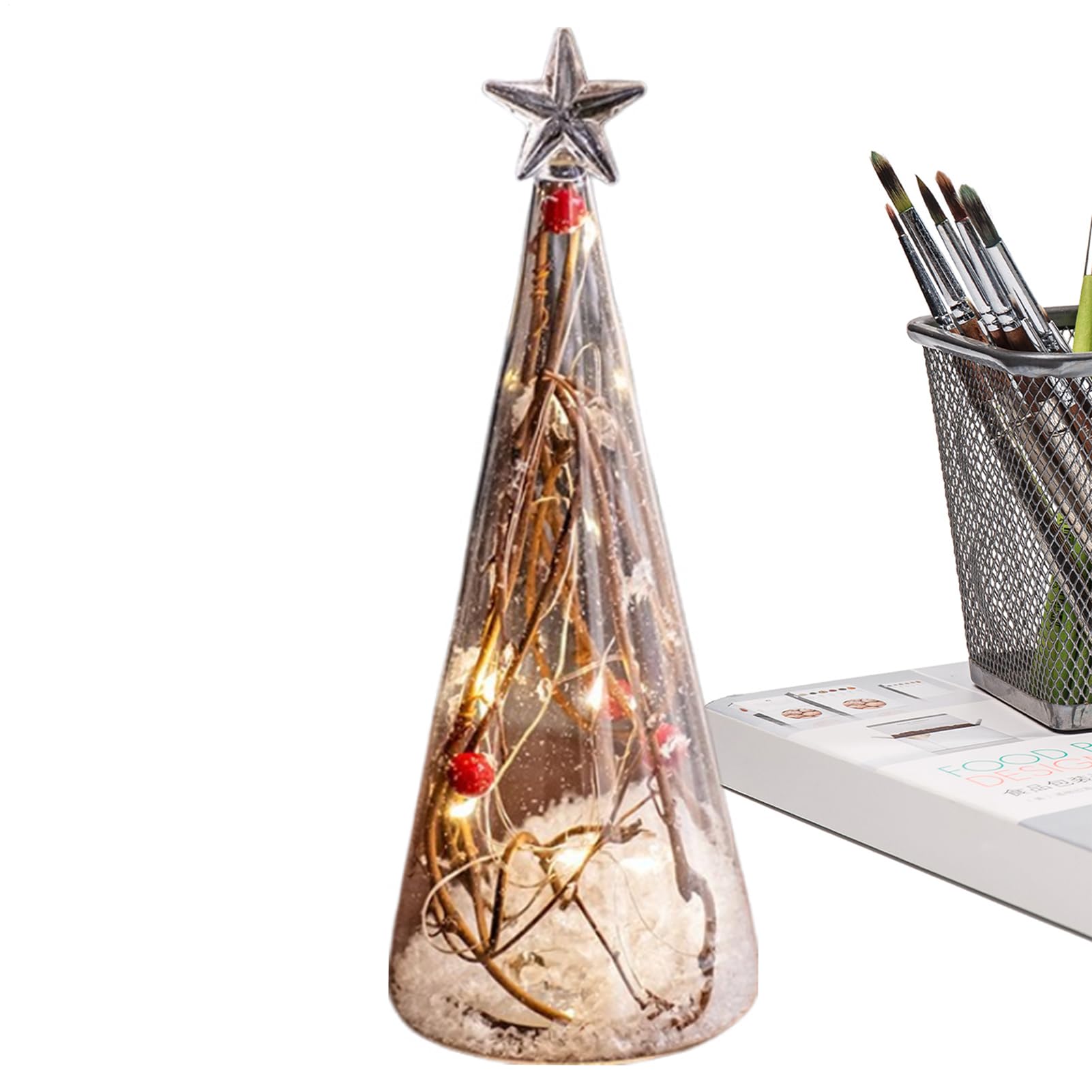 Arbre de Noël en verre haut de gamme et decoration lumineuse pour centre de table