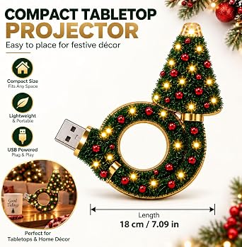 Christmas Tree Ceiling Projector, Plug and Play HD USB Night Light,2pc