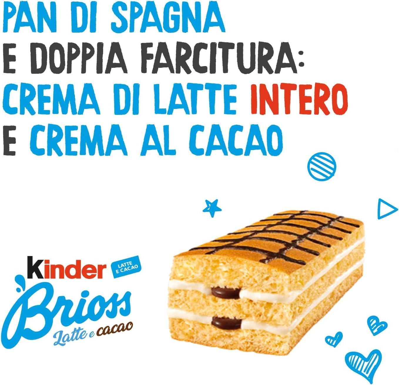 Italian Gourmet Kinder Brioss Lait & Cacao – Pack 12 x 280 g (3360 g) – Brioches moelleuses fourrées, goûter enfant, petit-déjeuner, snack sucré, viennoiserie emballée + Italian Gourmet Polpa