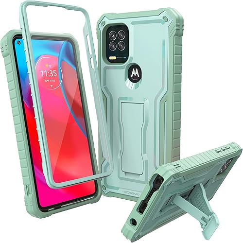 ExoGuard Funda para Moto G Stylus 5G, funda de goma a prueba de golpes de cuerpo completo, protector de pantalla integrado y soporte compatible con