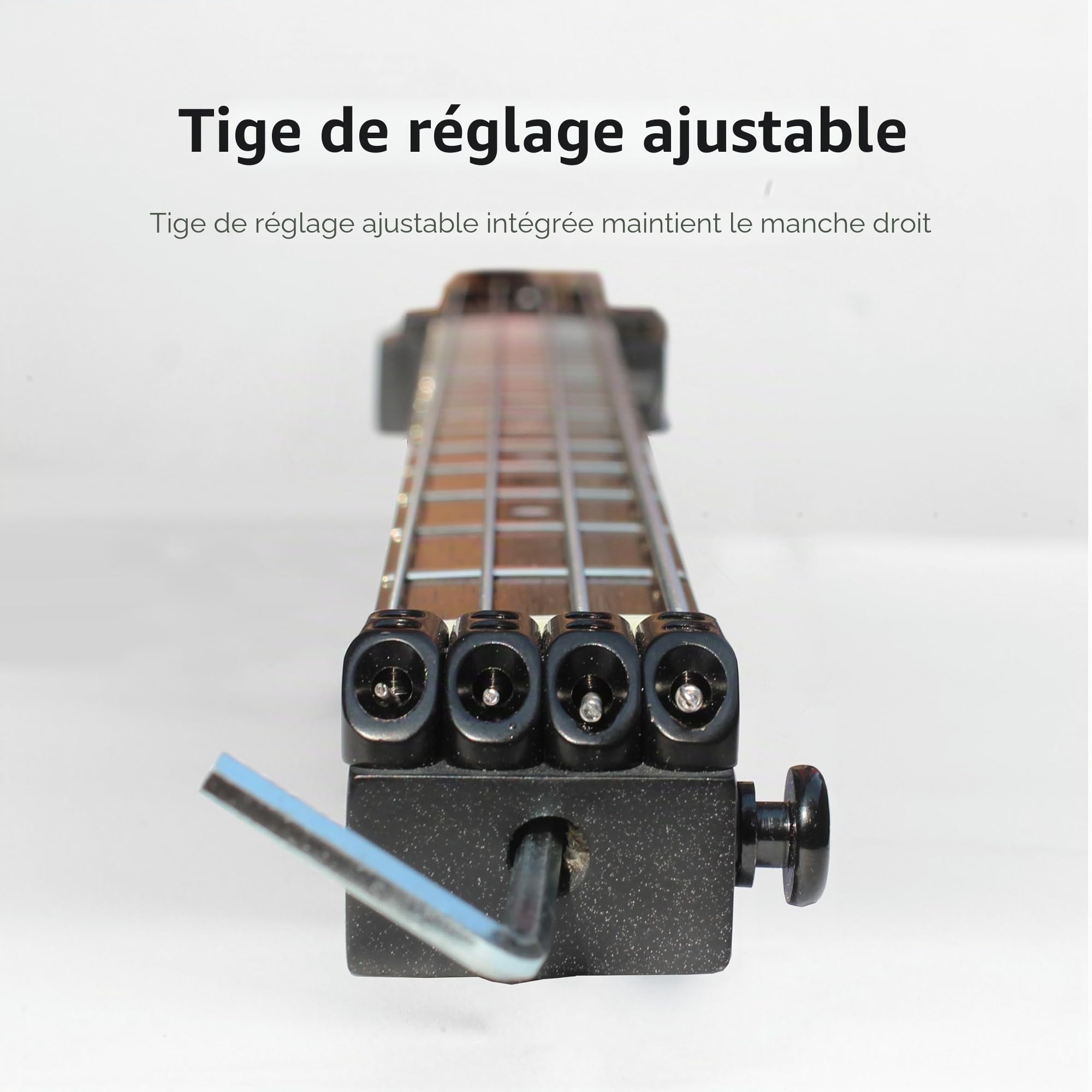 Batking Basse électrique sans tête de voyage, basse électrique à 4 cordes, avec étui et truss Road & Wire