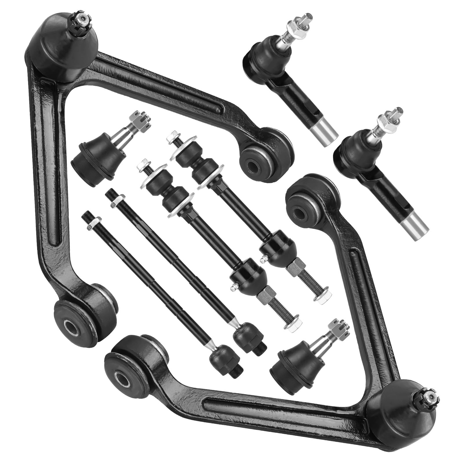 Photo 1 of 2WD RWD Front Upper Control Arms with Ball Joint Kit for Dodge Ram 1500 2002 2003 2004 2005 Tie Rod End Sway Bar Link Suspension Kit, 10pcs