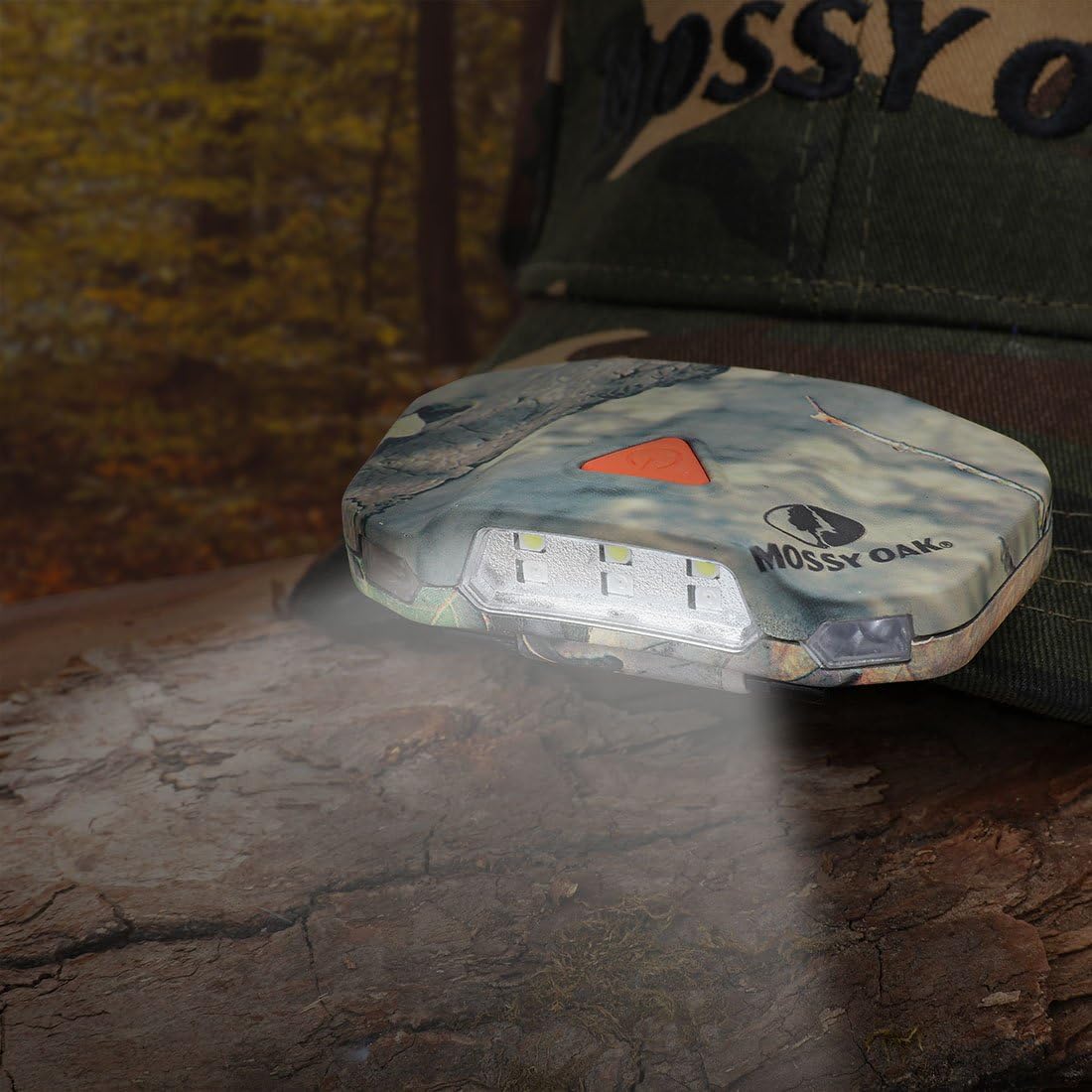 Mossy Oak Cap Hat Light, 8 LED Rotatable Hands-Free Clip-on Hat Light, Lightweight Ball Cap Visor Light, 2 Pack, 3 Modes - for Dog Walking, Running, Reading, Camping, Fishing
