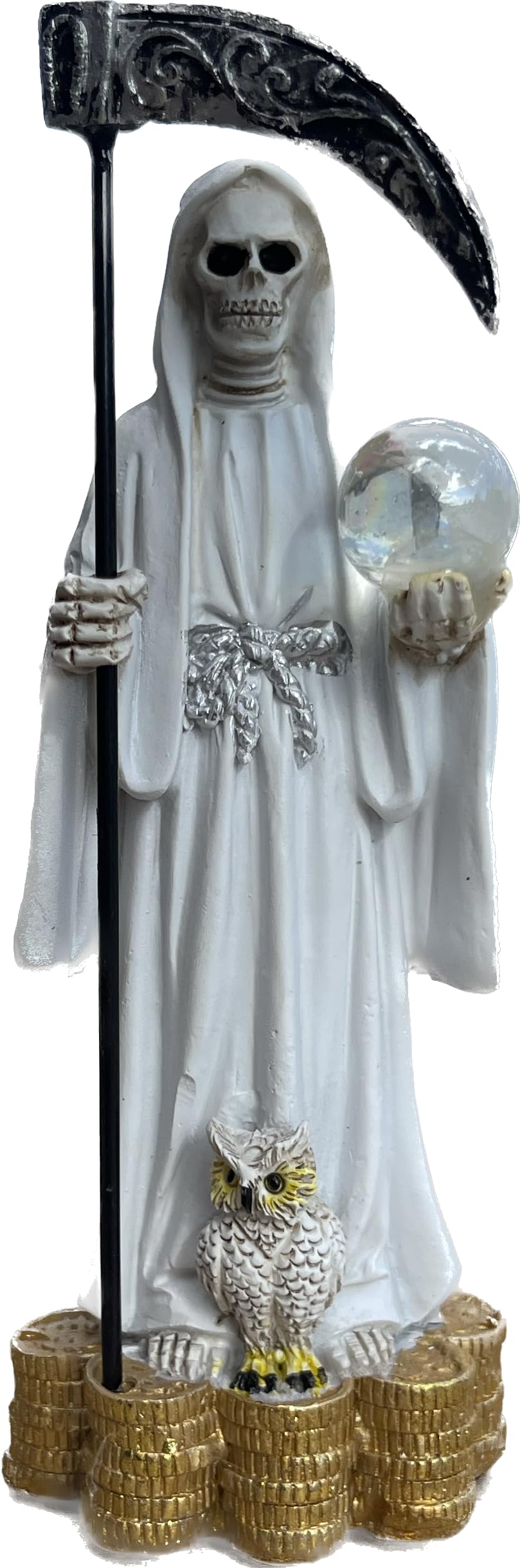 Moviebros Santa Muerte White 5" Inch Tall Statue Holy Death Grim Reaper Skull Home Decor