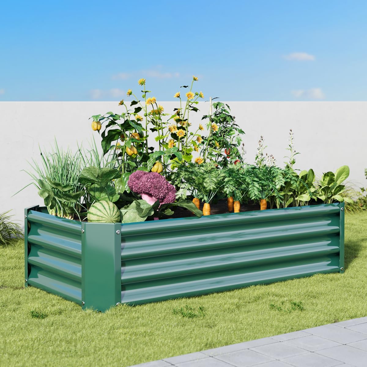 Raised Garden Beds Outdoor, 4x2x1ft, Metal Planter Kit Box Outdoor for Deep-Rooted Vegetables, Flowers, Green and Herbs