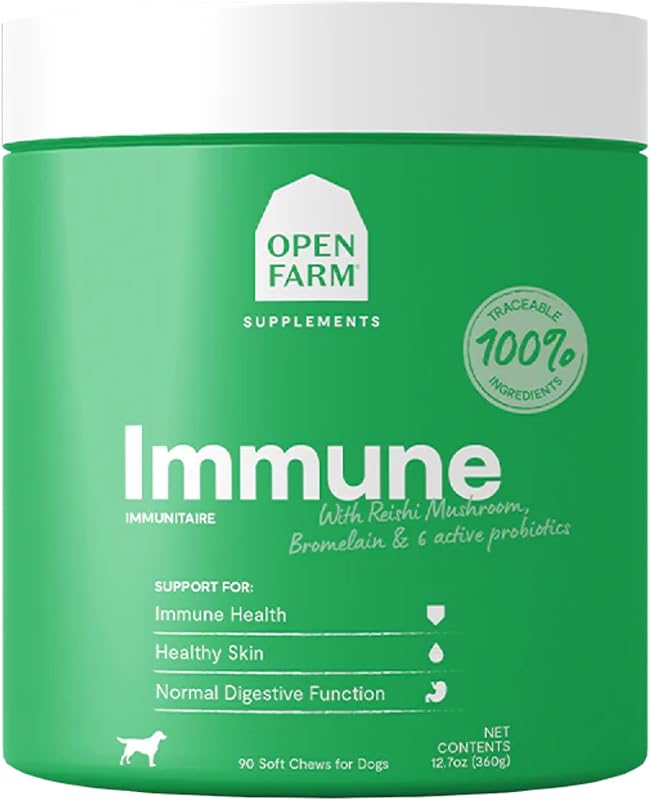 Suplemento Probiótico para Cães Open Farm Immune Chews, 90 unidades, 360 g