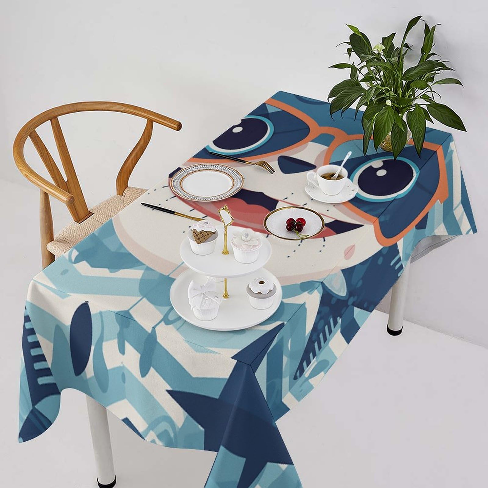 Nappe de table rectangulaire motif requin nappe de cuisine lavable