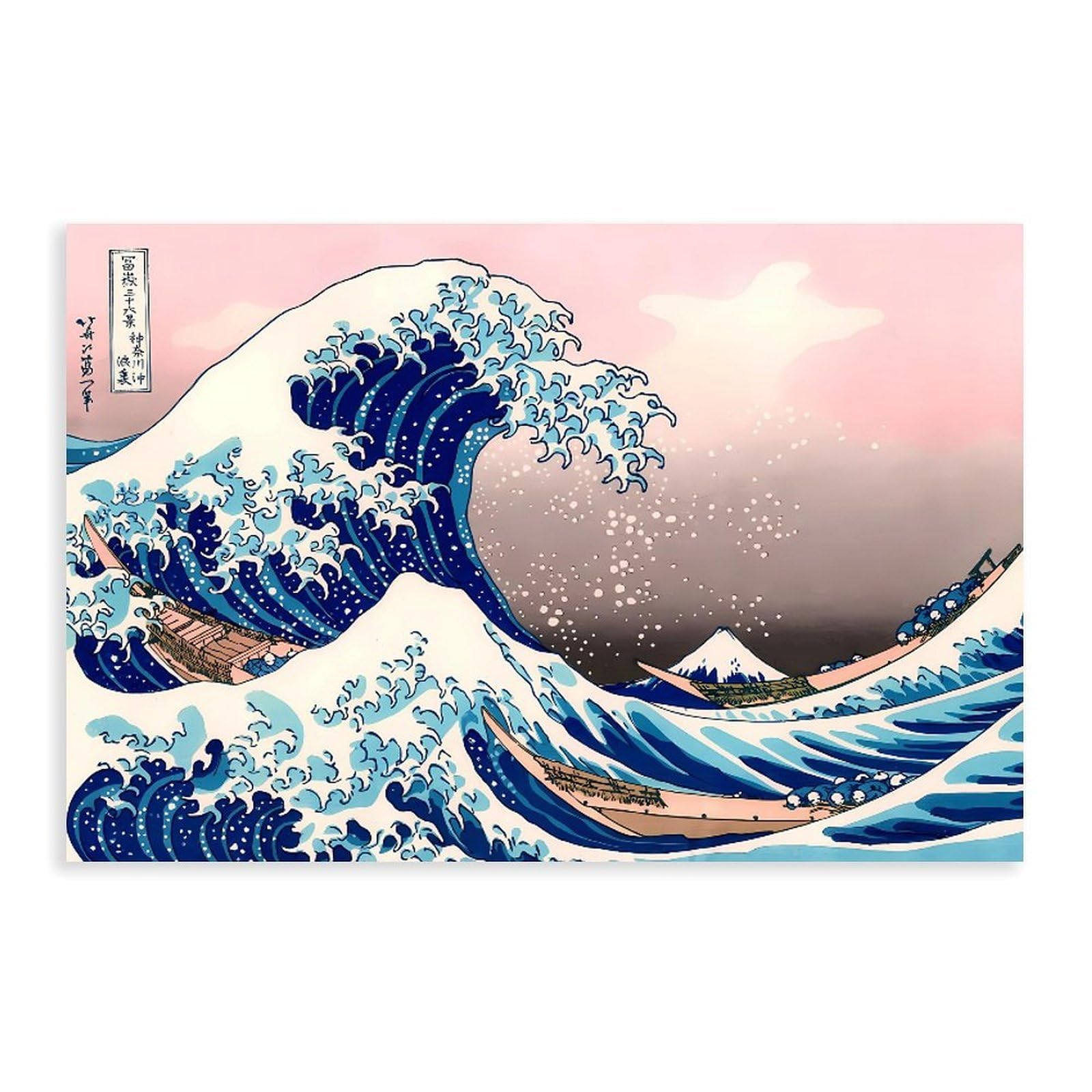 Qnvjqkdsi Unframe Japan The Great Wave Of Kanagawa Poster Canvas Poster Bedroom Decor Landscape Office Room Decor Gift 24" L X 36" W