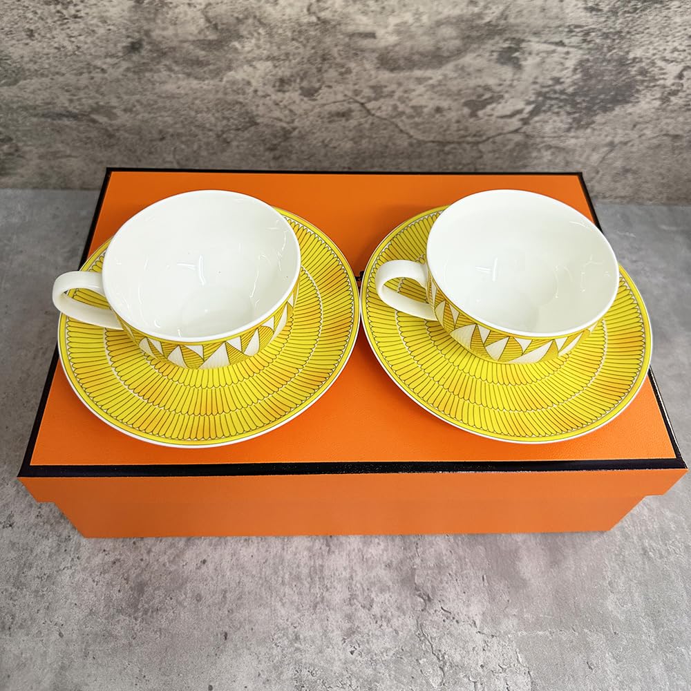 Tazas Cafe Juego de 2 Tazas de té de cerámica de Arte Vintage, Tazas y Platos de té y café, Tazas de té y platillos, los Mejores Regalos Juego De Cafe(7)