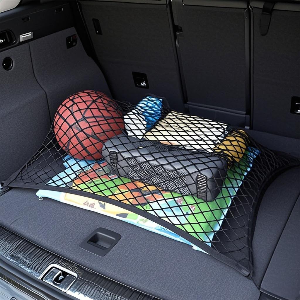 Trunk Cargo Elastic Net, Car Organizer 28"x24" Stretch to 56"x48", Heavy Duty with 6-Steel Hooks+4 ABS Hook