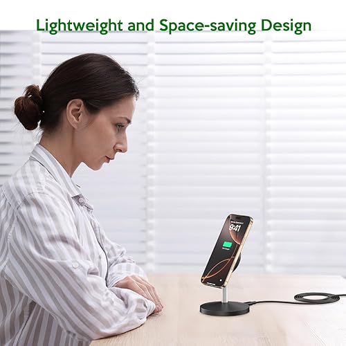 Miniatura 7 de Estación de carga magnética inalámbrica MagSafe, cable USB C largo de 6 pies MagSafe, soporte de cargador estable Apple Magsafe estación