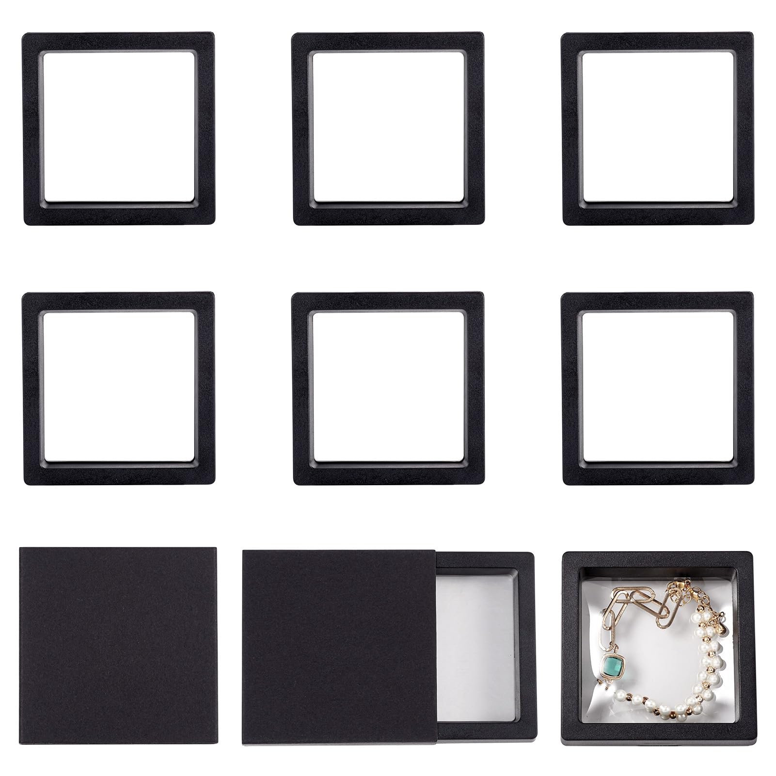 Présentoir carré noir 6.9cm pour bagues et bijoux Cheriswelry - Lot de 6