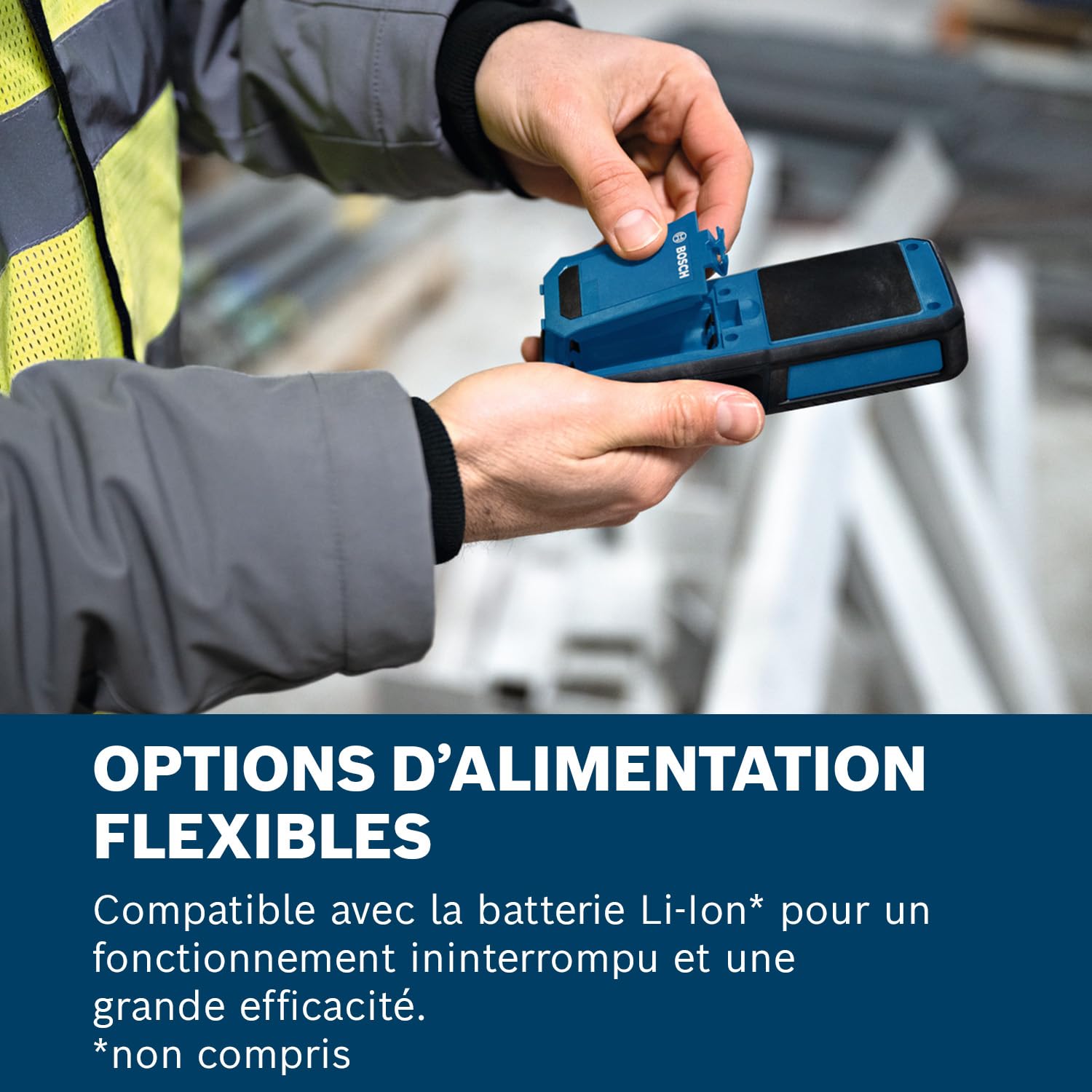Humidimètre GMM 1-15 Bosch Professional à broches (non invasif, mesure 37 essences de bois et 10 matériaux de construction, indice de protection IP65, 2 piles AA, housse)