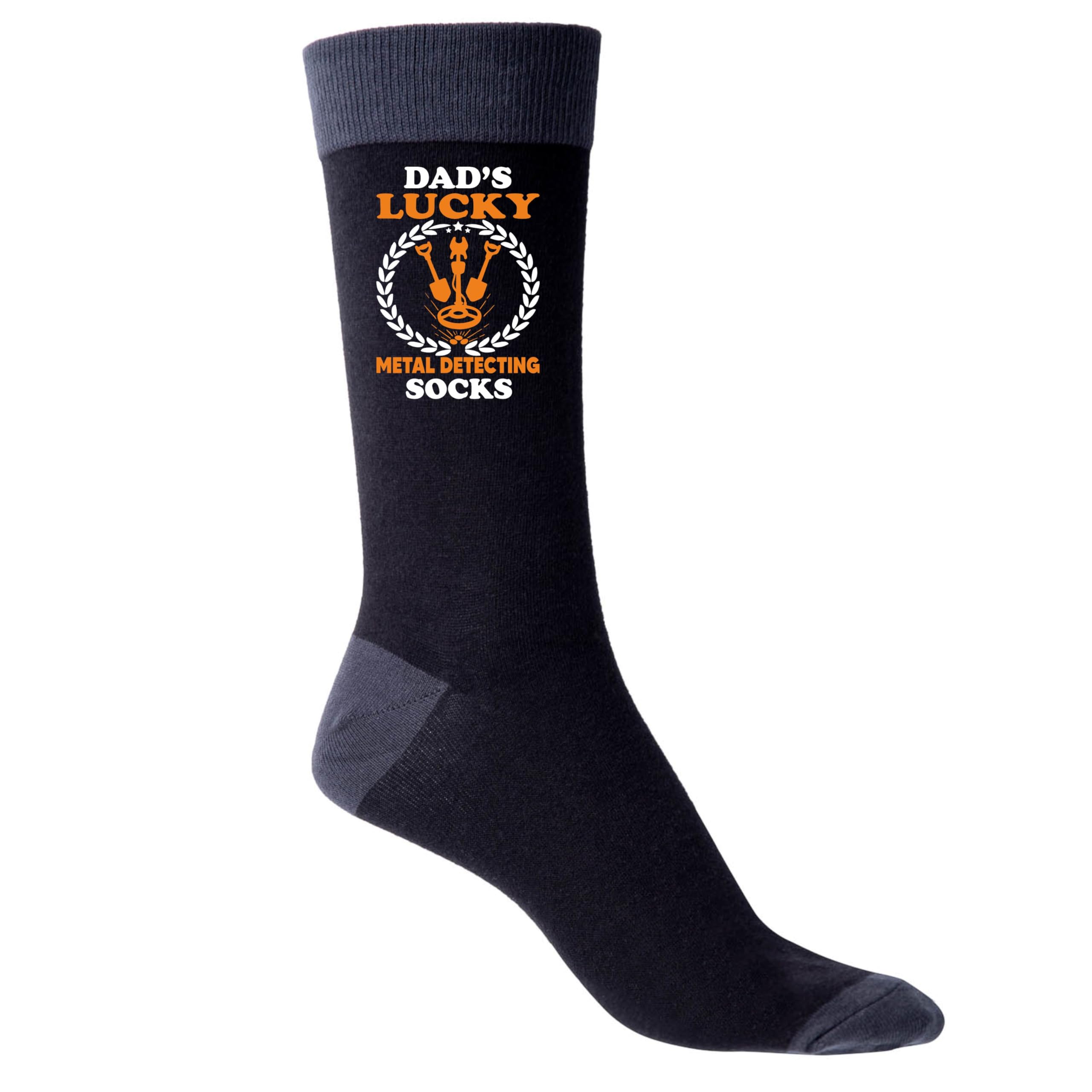 Print4u Men's Black Dad's Lucky Metal Detecting Socks Birthday Father's Day