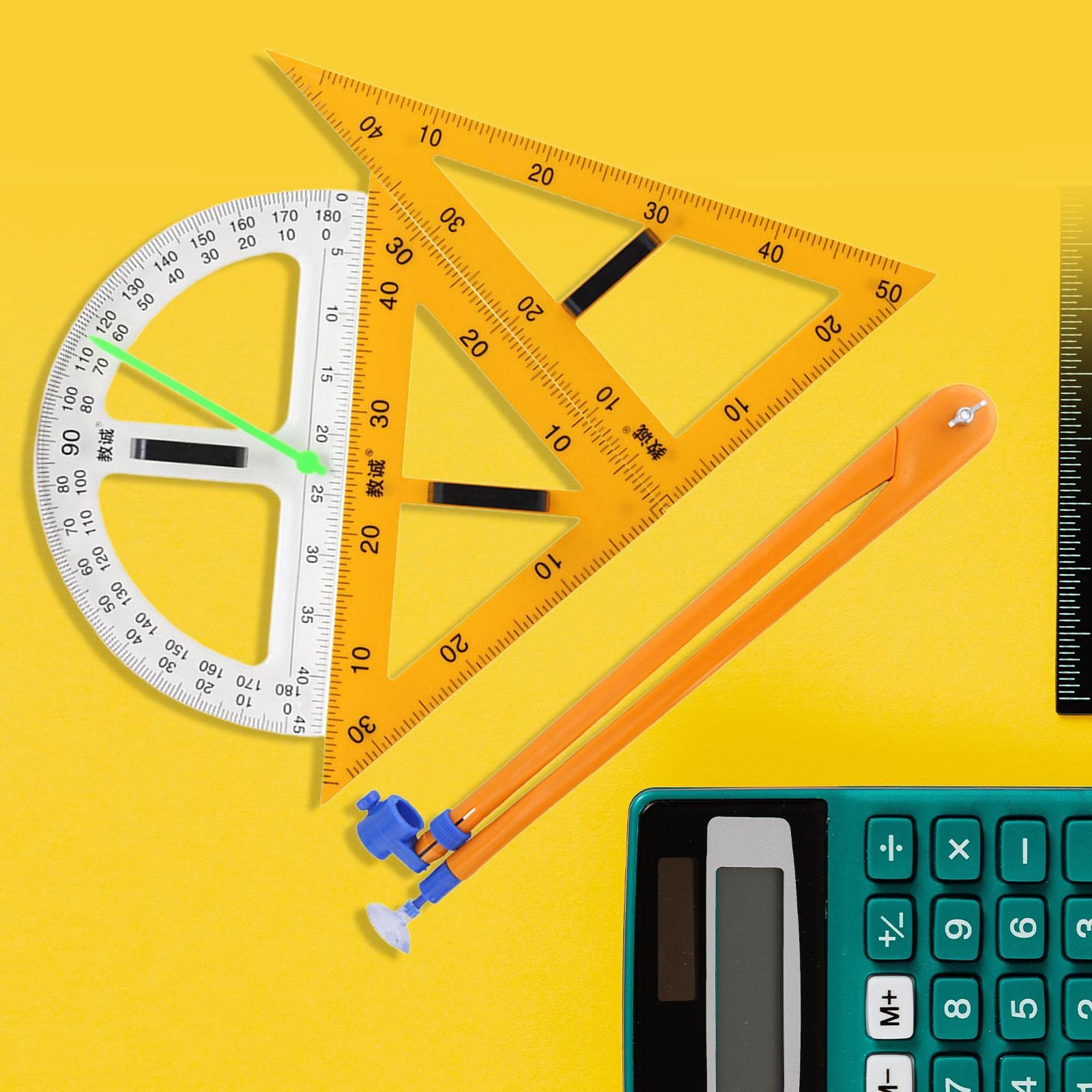 Ensemble de 4 Règles Mathématiques pour L'enseignement, Grand, Couleur Blanche.