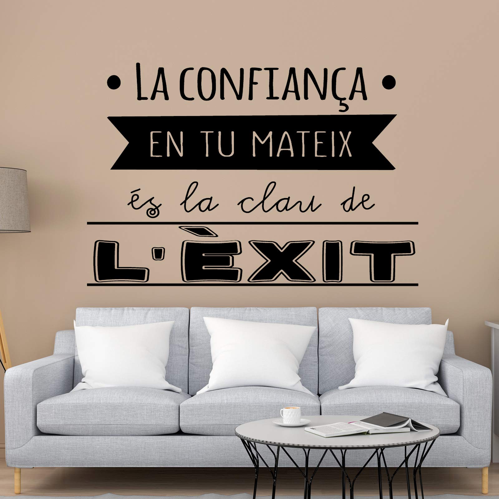 Vinilo de pared decorativo en Catalán "LA CONFIANÇA EN TU MATEIX.." Pegatinas de pared decorativa de frases celebres.Vinilo decorativo decoración hogar Docliick DC-004-CAT