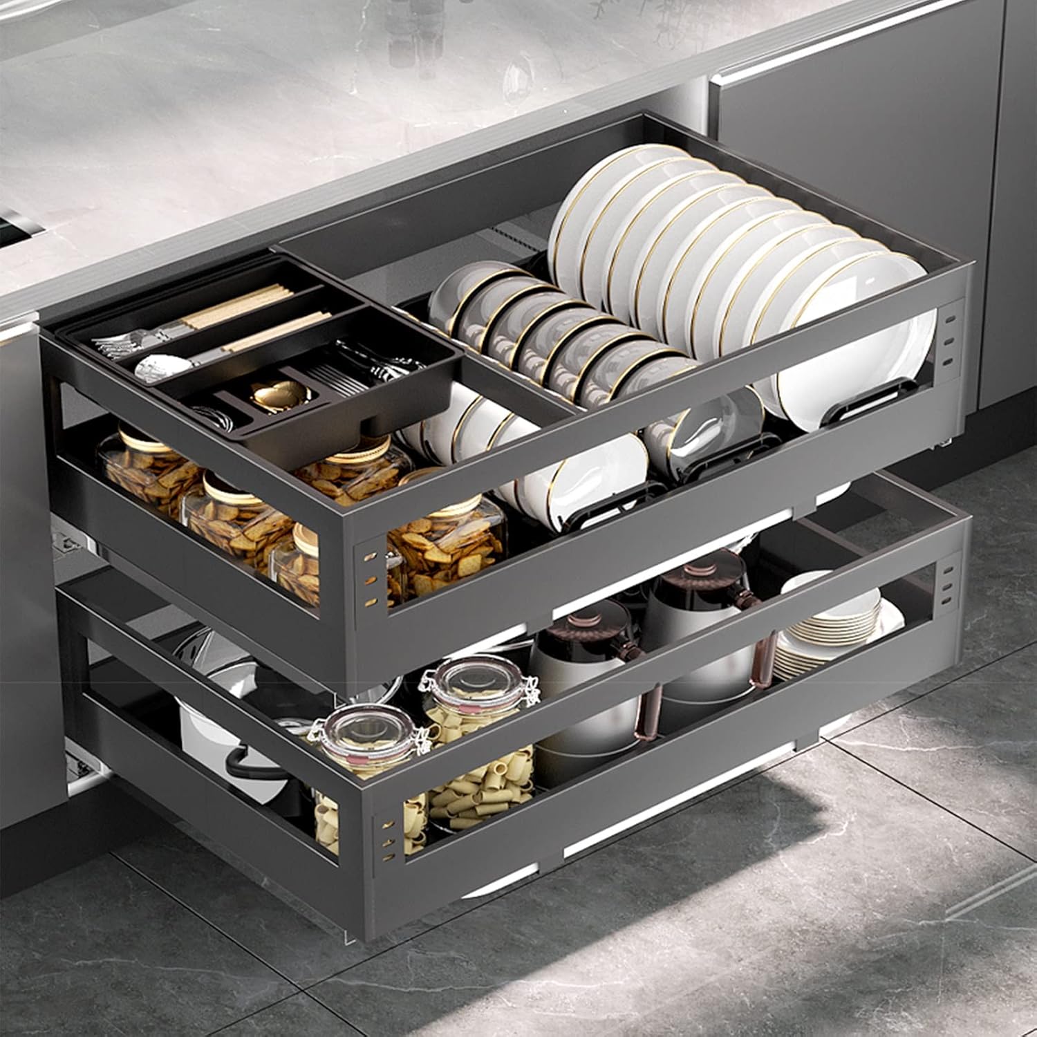 Amazon.com: IMPREC Slide Pull Out Drawers, Slide Out Kitchen Cabinet Storage Shelves Storage ...