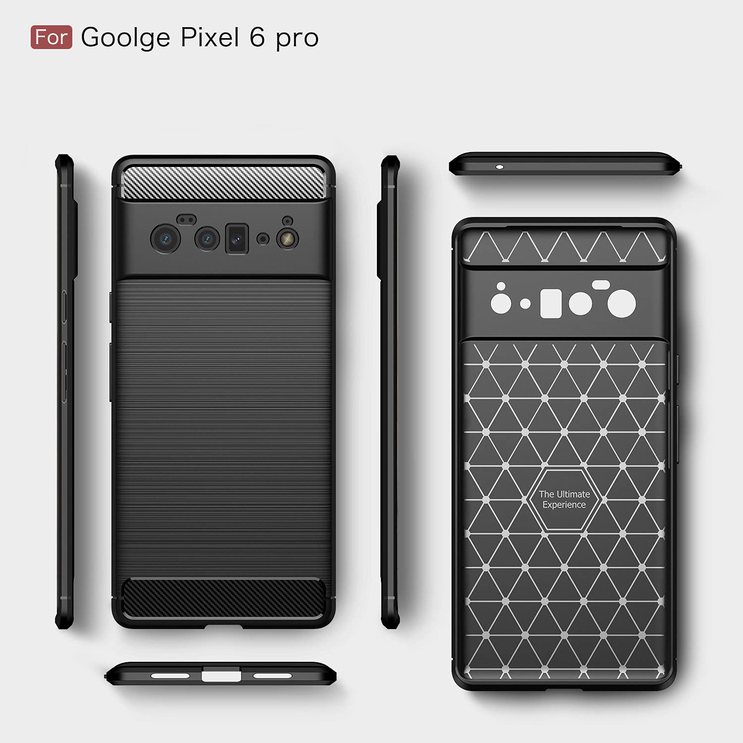 Custodia Antiurto In Silicone Per Google Pixel 6 Pro, Con Fibra Di Carbonio E 4 Airbag Angolari, Nera, Ricarica Wireless Compatibile