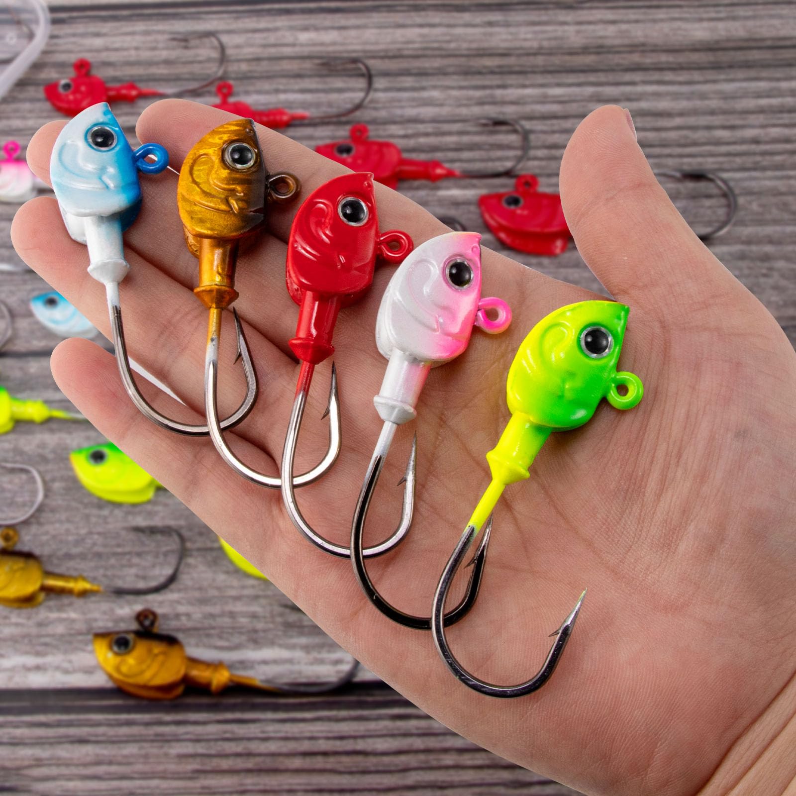 Alwonder Kit di 15 esche da nuoto per pesca in acqua salata, con occhi 3D, in acciaio ad alto tenore di carbonio, per surf, pesca a traina, pompano, passera, spigola, sciopero, sgombro