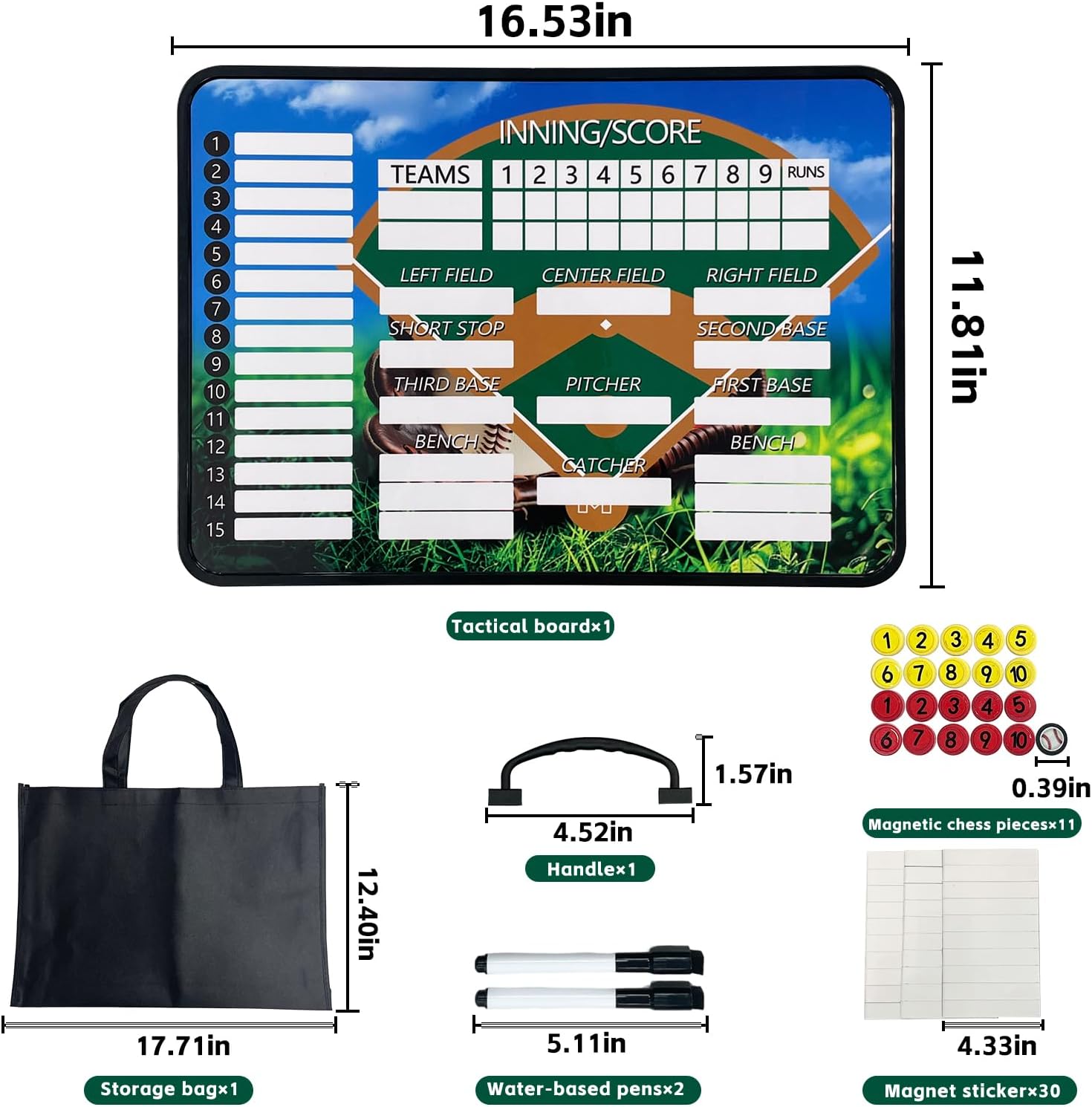JIANNA Portable Baseball Coach Board Set with Detachable Controller | All-in-One Handheld Double-Sided Tactics & Scoreboard, Anti-Scratch HD