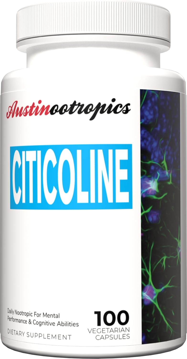 Austinootropics Citicoline 500mg, 100 Vegetarian Capsules, Daily Nootropic for Mental Performance