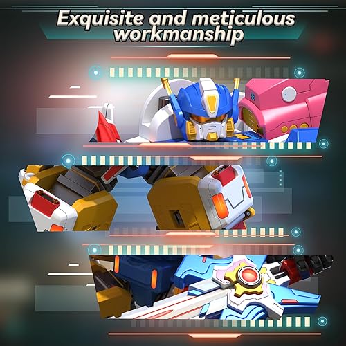 Miniatura 5 de STOULKD El juego de vehículos transformadores 5 en 1 incluye motocicletas, aviones, karts - Kit de auto apilable STEM, transformación robot, regalo