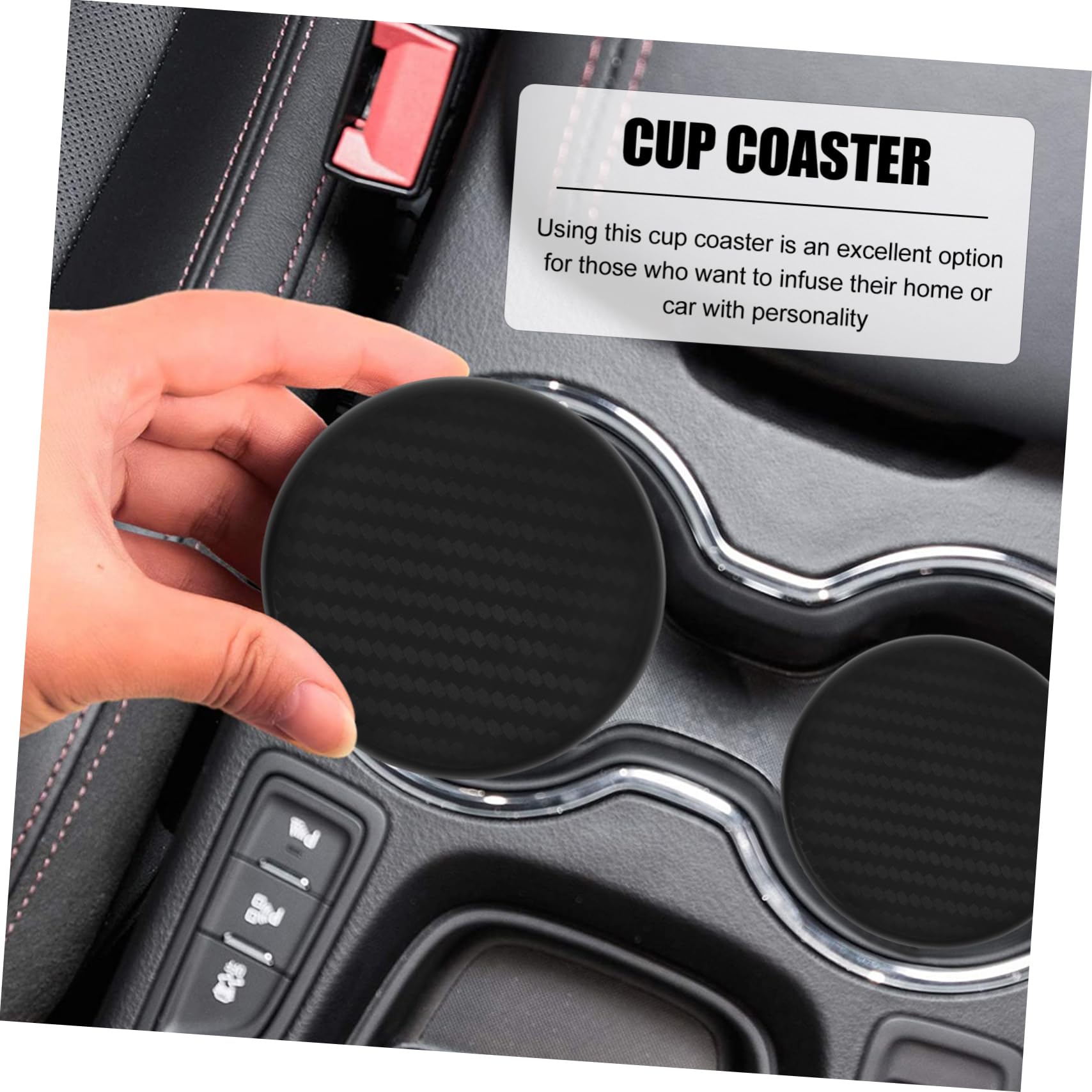 Cabilock Car Coasters White Anti-Slip Mat Round Decorative Cup Holder Vehicle Cup Mat