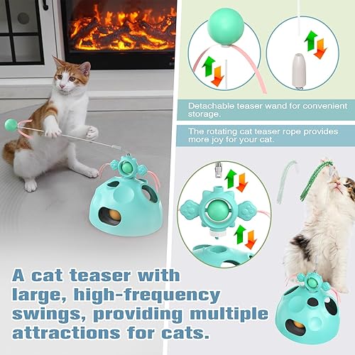 Miniatura 6 de Juguetes interactivos para gatos de interior 4 en 1 inteligencia gatito bailarín laberinto juguete dispensador de alimentos lentos, alimentador de