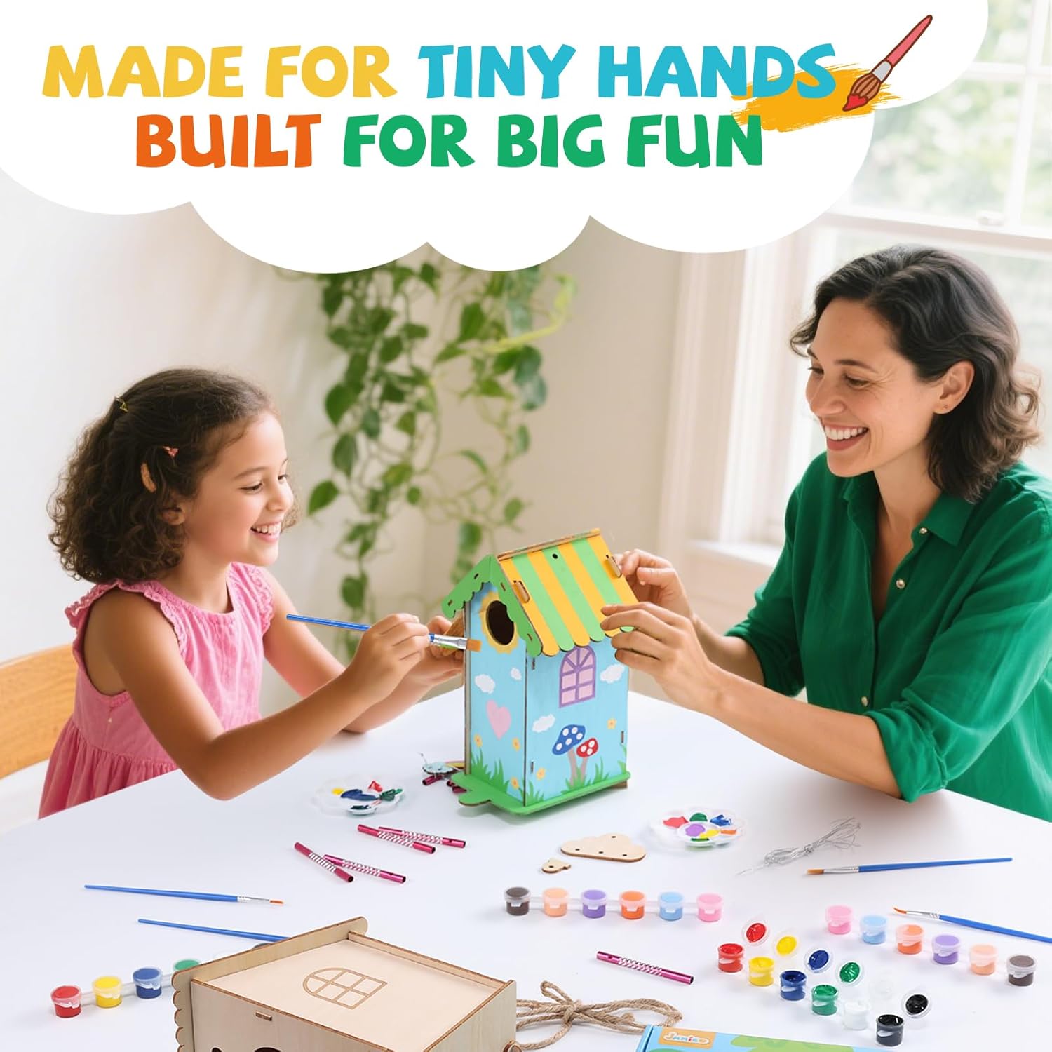 JMMICO 3 Pack Bird Houses Kits for Kids, Wooden Painting Arts and Crafts for Kids Ages 8-12, Build & Paint Your Own Bird Houses and Wind Chime Kits, Toddlers Easter Gifts for Girls Boys