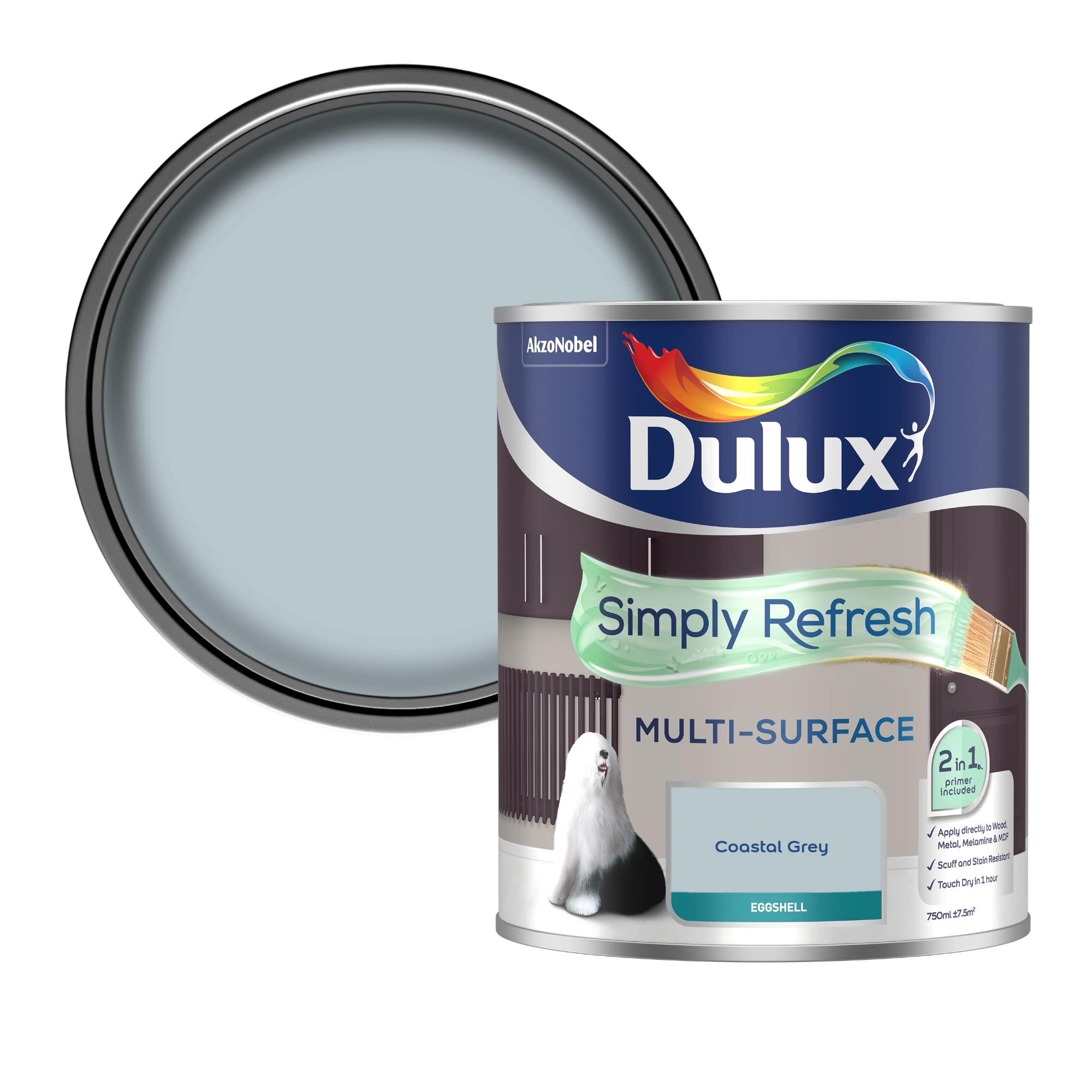 Dulux Coastal Grey Simply Refresh Multi Surface Eggsgell Paint - 750Ml