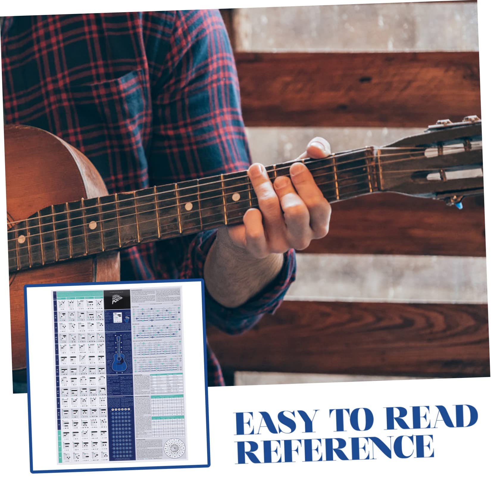 VICASKY Guitar Chord Learning Reference Chord Scale Poster Music Note Decor Guitar Educational Guide