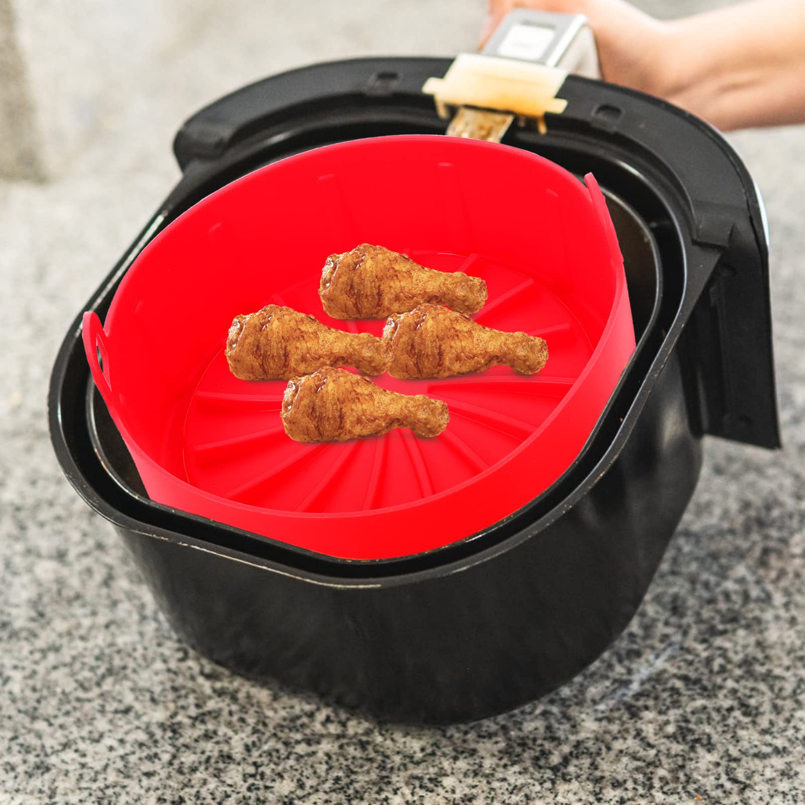 Teglia in Silicone Rosso per Friggitrice ad Aria, Riutilizzabile